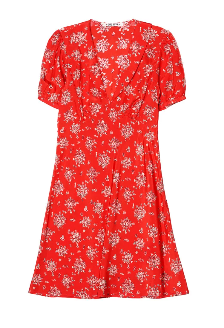 Alix Red Begonia Silk Dress sold by Ciao Lucia product image thumbnail 4