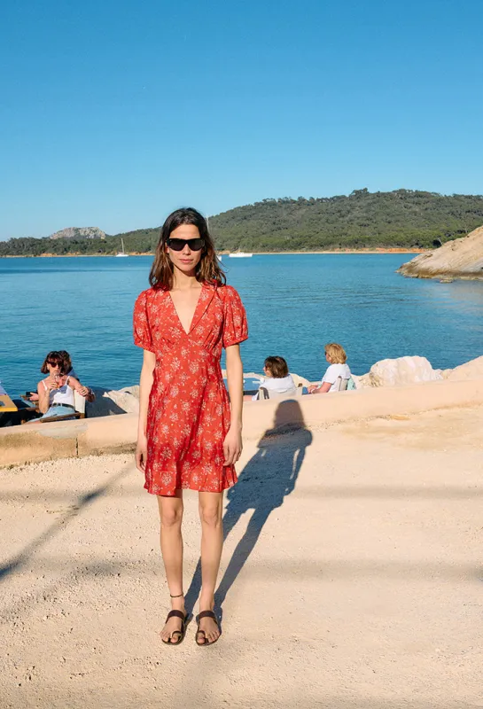 Alix Red Begonia Silk Dress made by Ciao Lucia