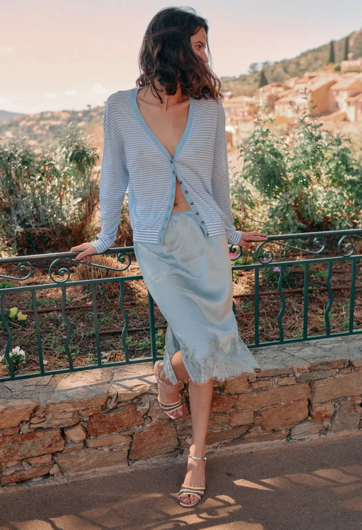 Petrea Bleu Silk Skirt sold by Ciao Lucia product image thumbnail 5