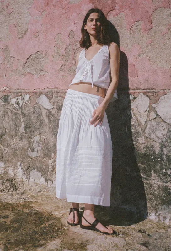 Enika White Cotton Voile Skirt made by Ciao Lucia