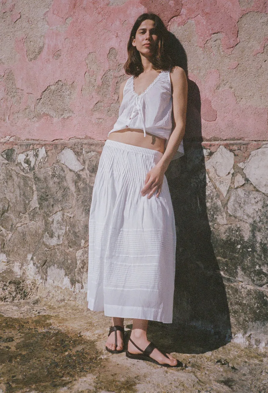 Enika White Cotton Voile Skirt sold by Ciao Lucia