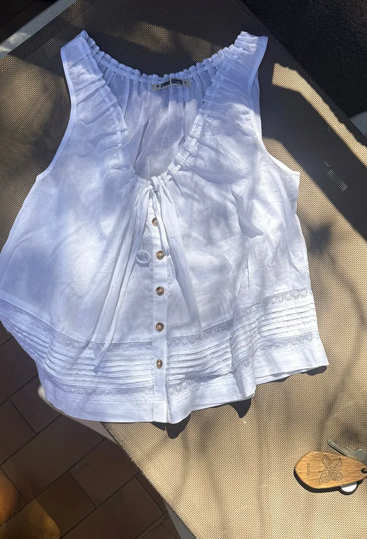 Eugenia White Cotton Voile Top sold by Ciao Lucia product image thumbnail 5