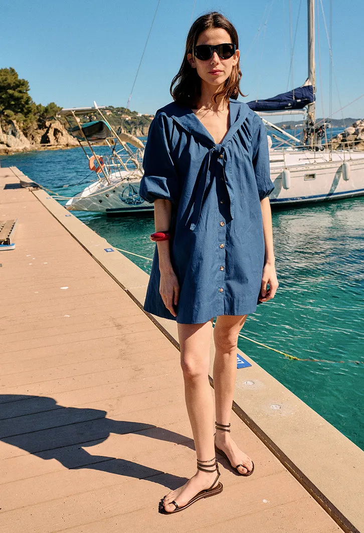 Clara Midnight Cotton Poplin Dress sold by Ciao Lucia product image thumbnail 2