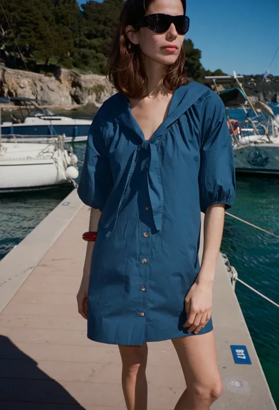 Clara Midnight Cotton Poplin Dress made by Ciao Lucia