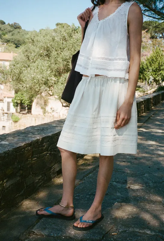 Bria Ivory Cotton Poplin Skirt made by Ciao Lucia