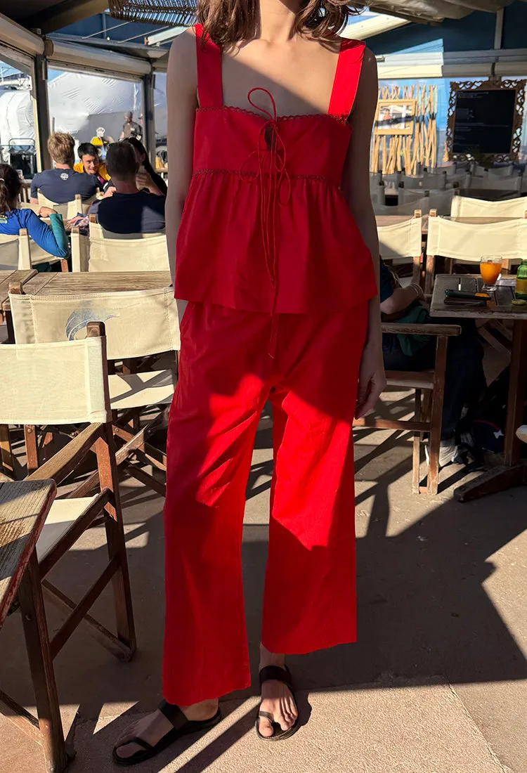 Dania Red Cotton Poplin Pant sold by Ciao Lucia product image thumbnail 4