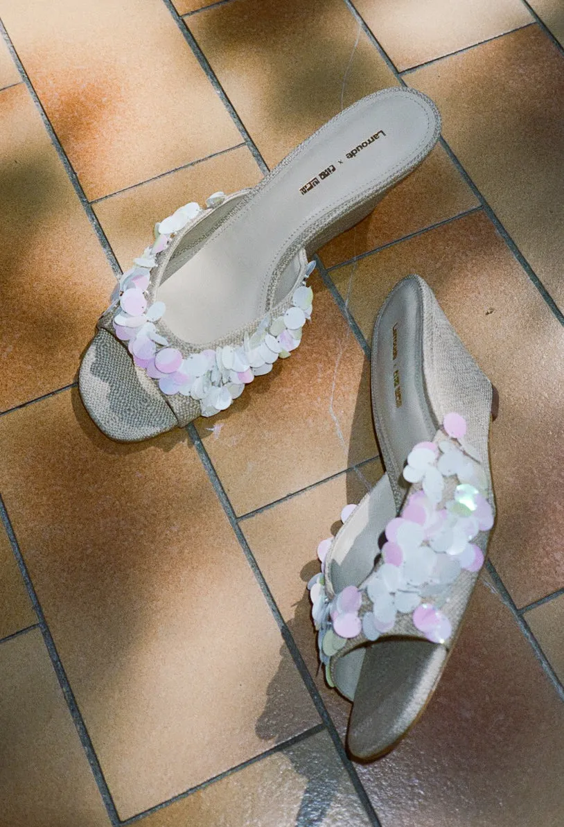 Larroudé x Ciao Lucia: Madalena Wedge Mule Beige Raffia sold by Ciao Lucia product image thumbnail 2