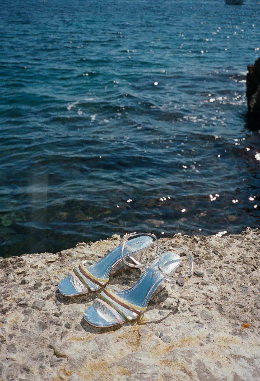 Larroudé x Ciao Lucia: Daiana Wedge Sandal Silver Leather sold by Ciao Lucia
