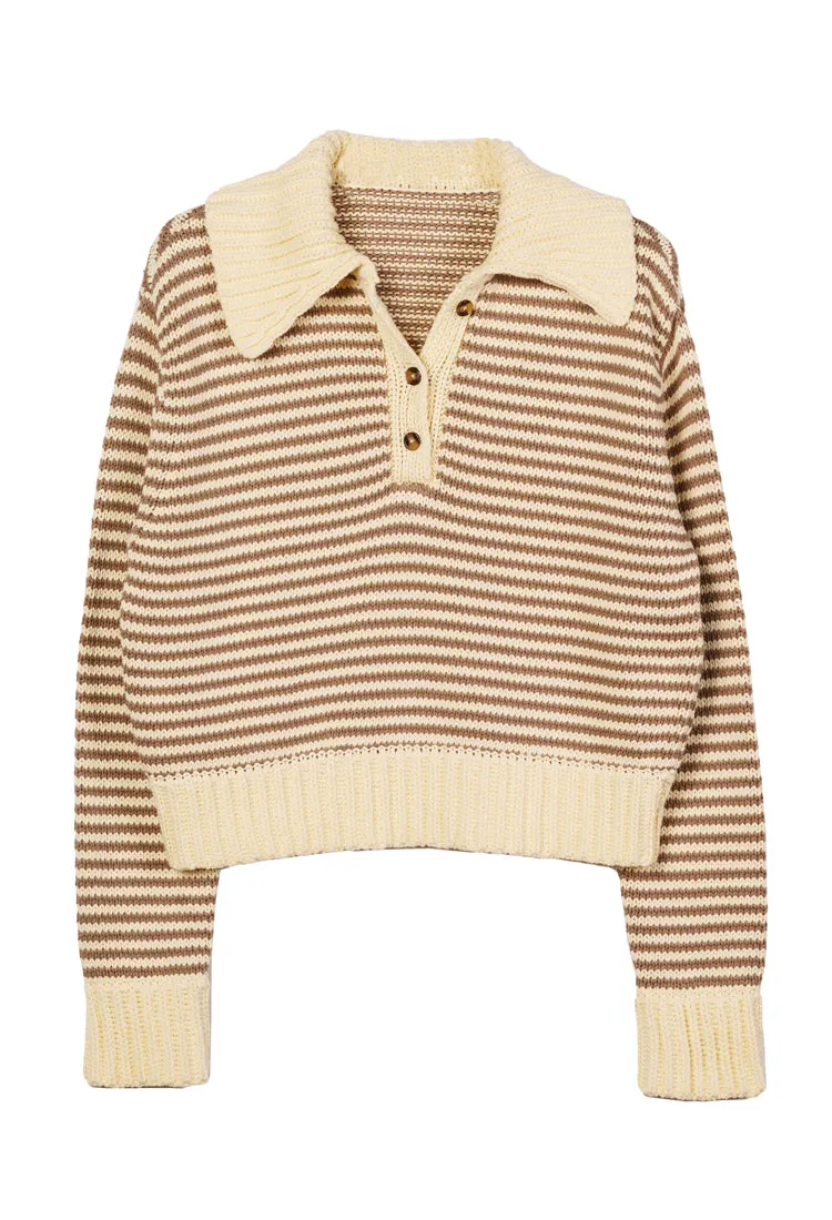 Doro Striped Cotton Henley Sweater sold by Ciao Lucia
