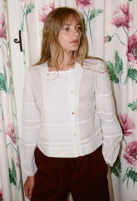 Aldina White Cotton Voile Top made by Ciao Lucia