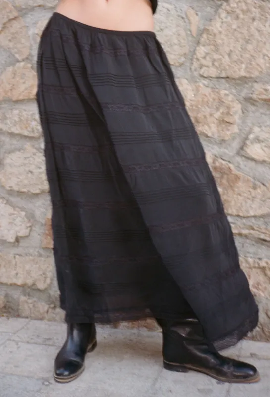 Safira Black Georgette Silk Skirt made by Ciao Lucia