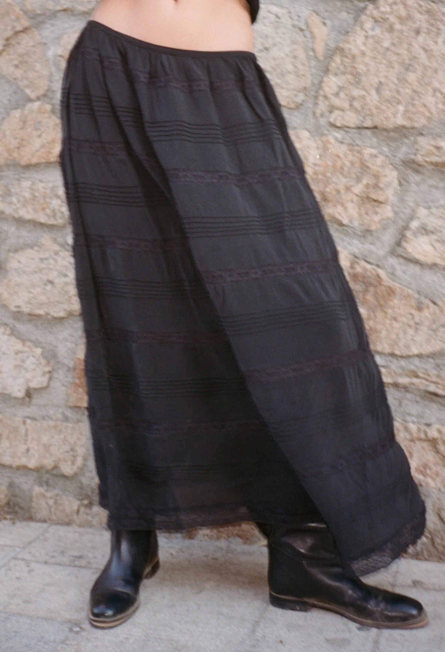 Safira Black Georgette Silk Skirt sold by Ciao Lucia