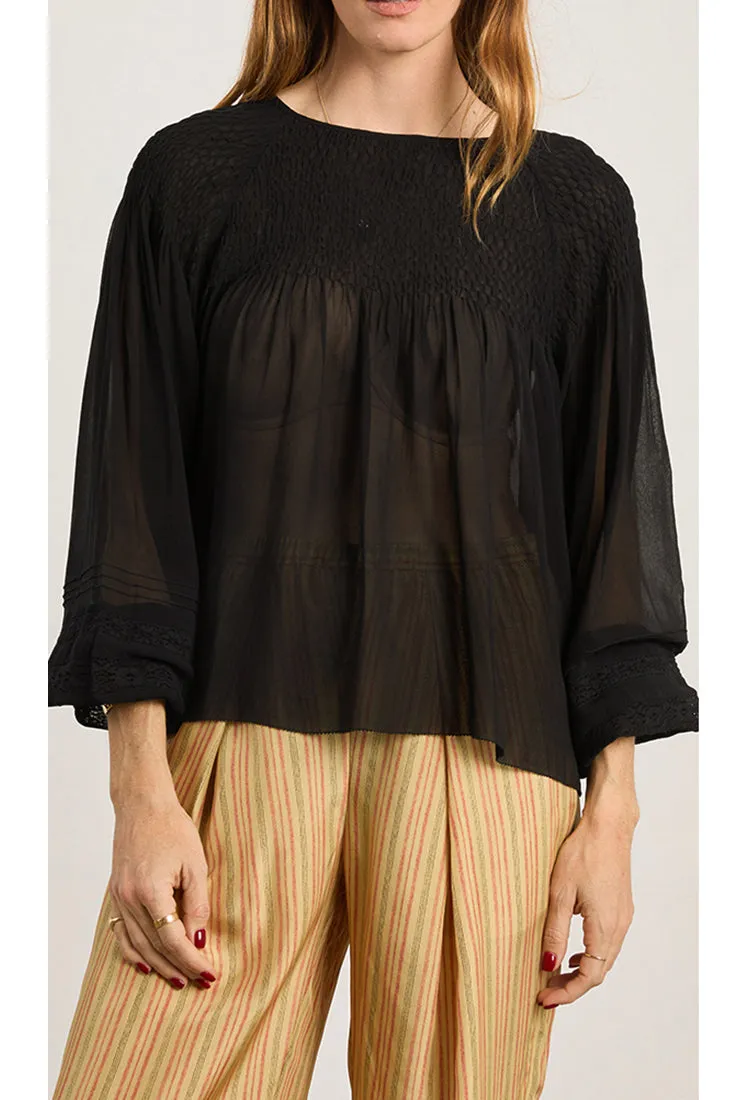 Alda Black Georgette Silk Top sold by Ciao Lucia product image thumbnail 4