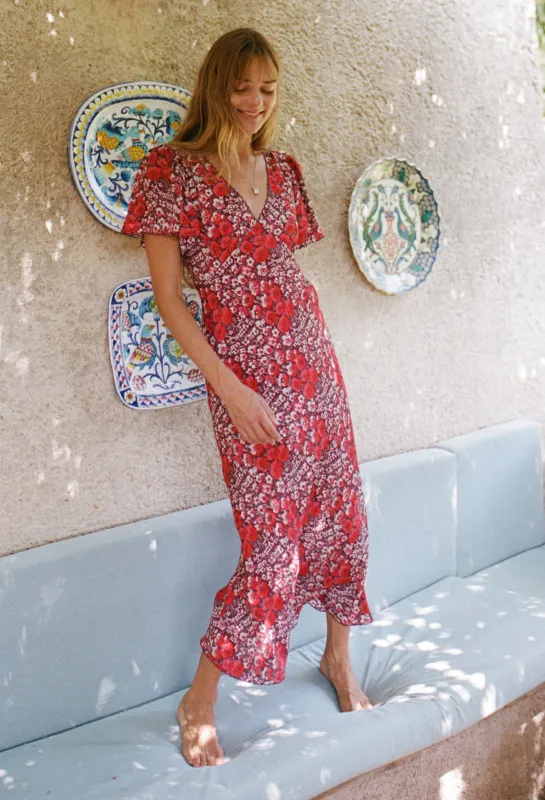 Lettie Poppy Printed Silk Dress made by Ciao Lucia