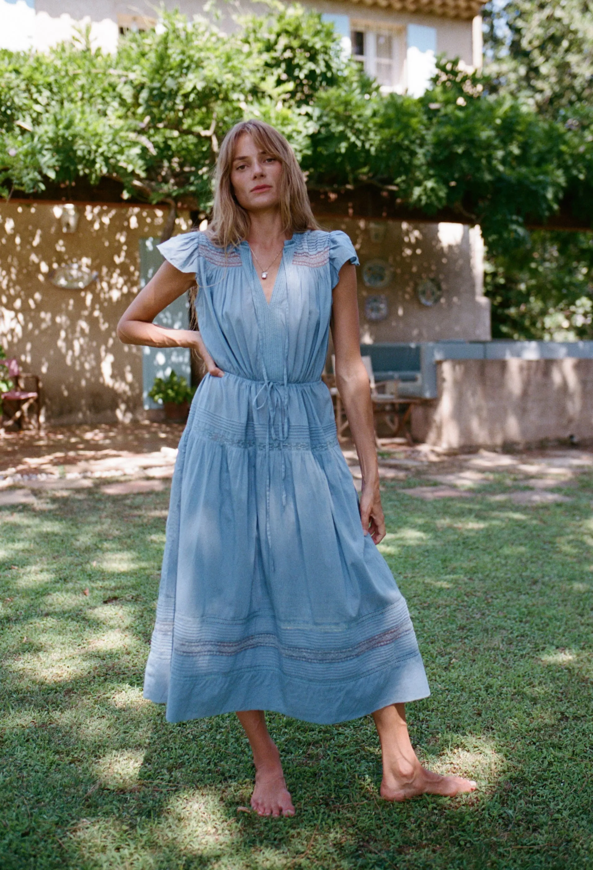 Laurine Cotton Voile Dress Blue sold by Ciao Lucia product image thumbnail 5