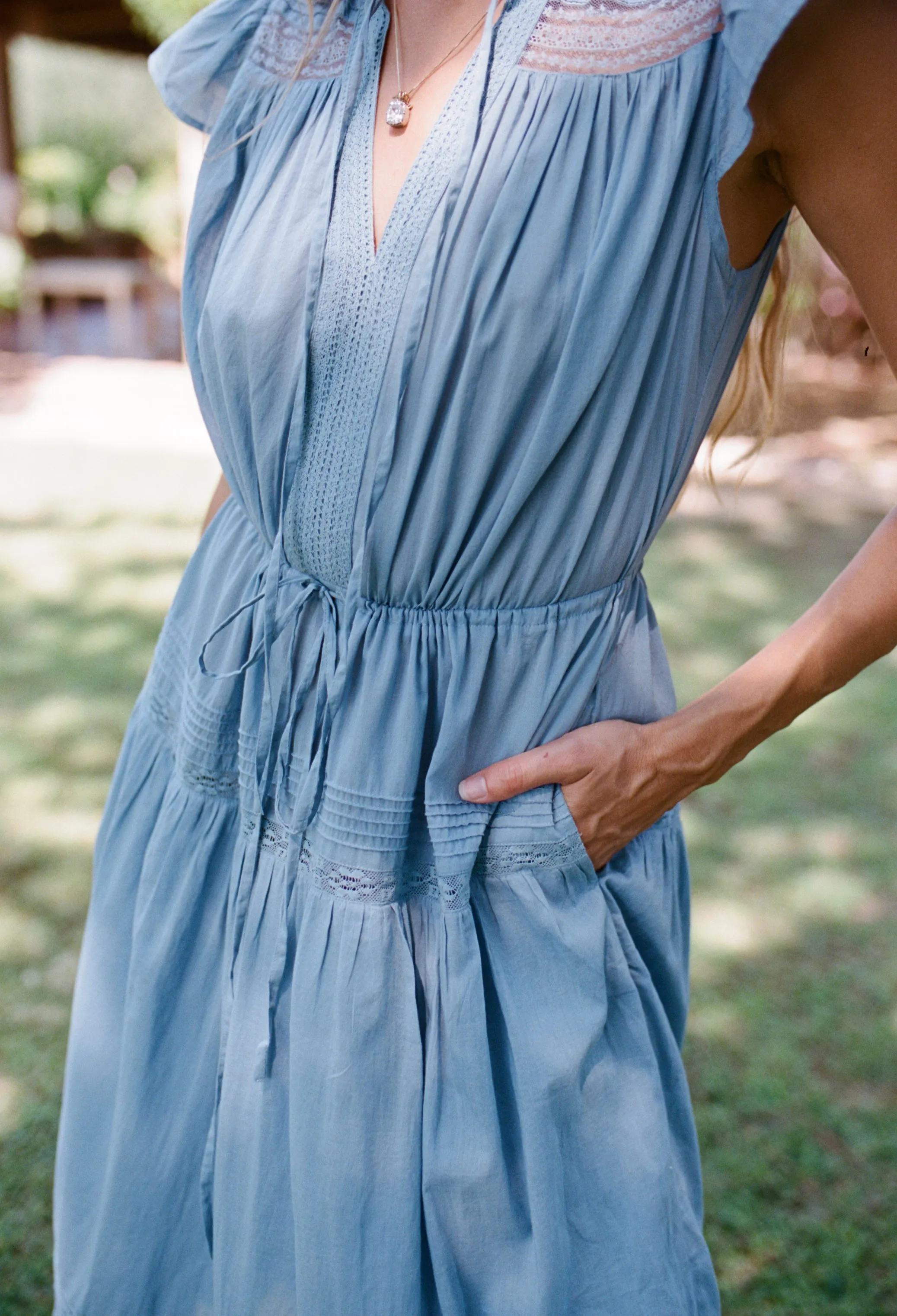 Laurine Cotton Voile Dress Blue sold by Ciao Lucia product image thumbnail 4