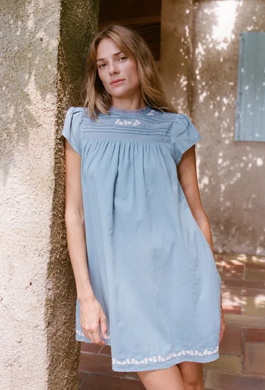 Joelle Slate Cotton Voile Dress made by Ciao Lucia