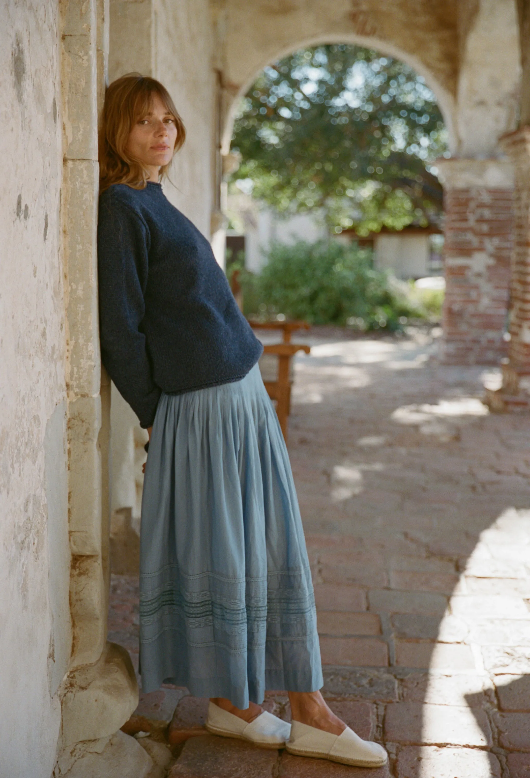 Enika Slate Cotton Voile Skirt sold by Ciao Lucia