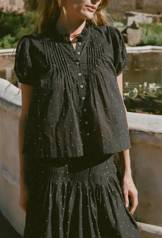 Laila Black Cotton Voile Top made by Ciao Lucia