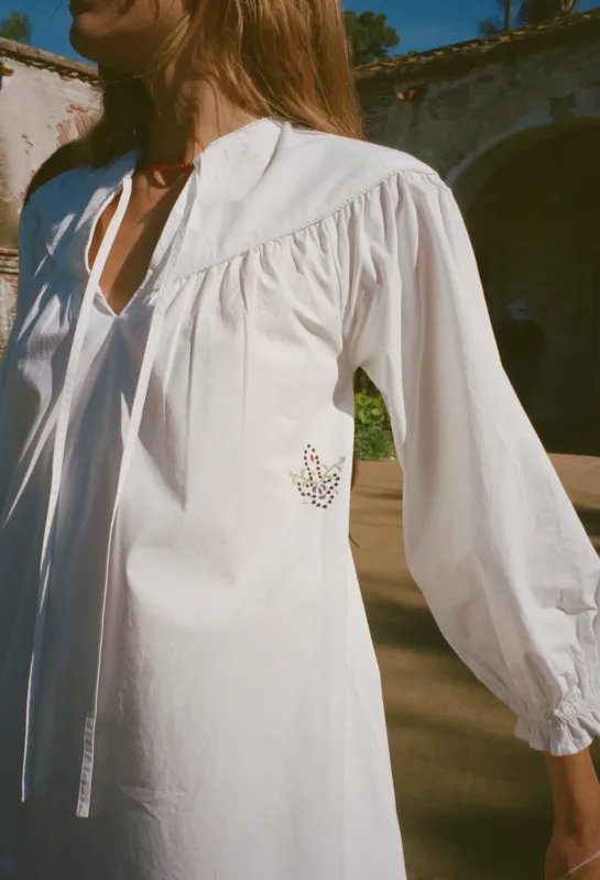 Tania White Cotton Poplin Dress made by Ciao Lucia