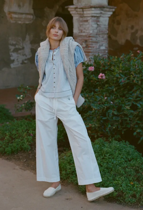 Dania White Cotton Poplin Pant made by Ciao Lucia