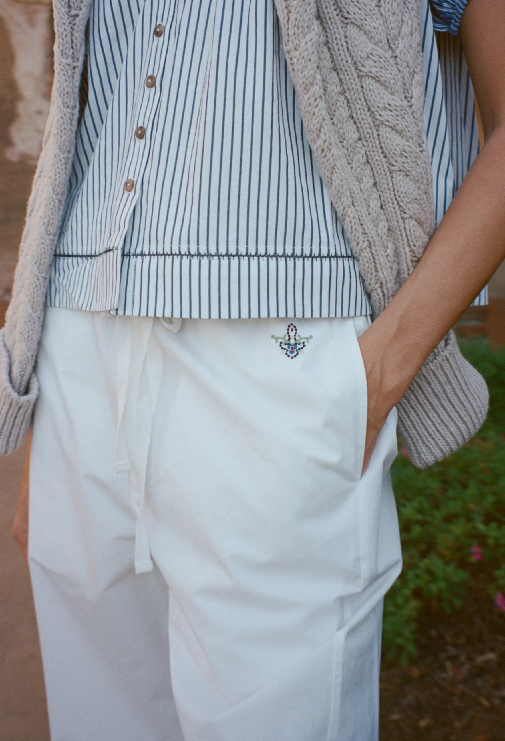 Dania White Cotton Poplin Pant sold by Ciao Lucia product image thumbnail 2