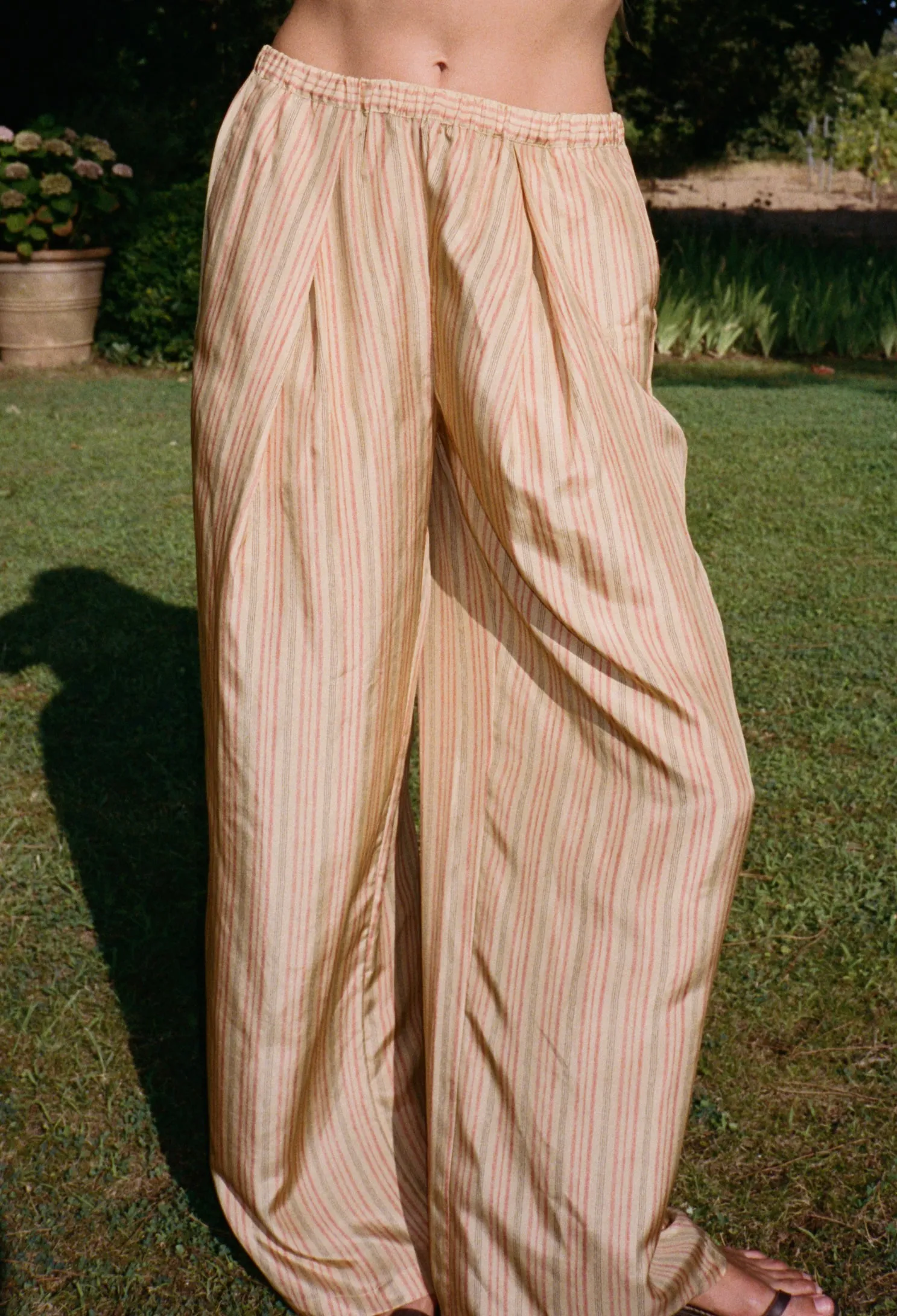 Kaila Basque Stripe Silk Pant sold by Ciao Lucia