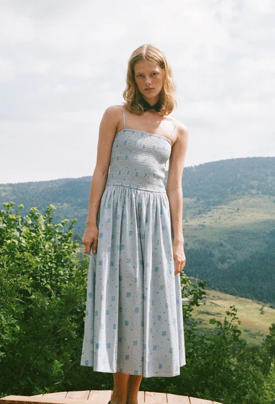 Mael Blue Printed Cotton Midi Dress sold by Ciao Lucia