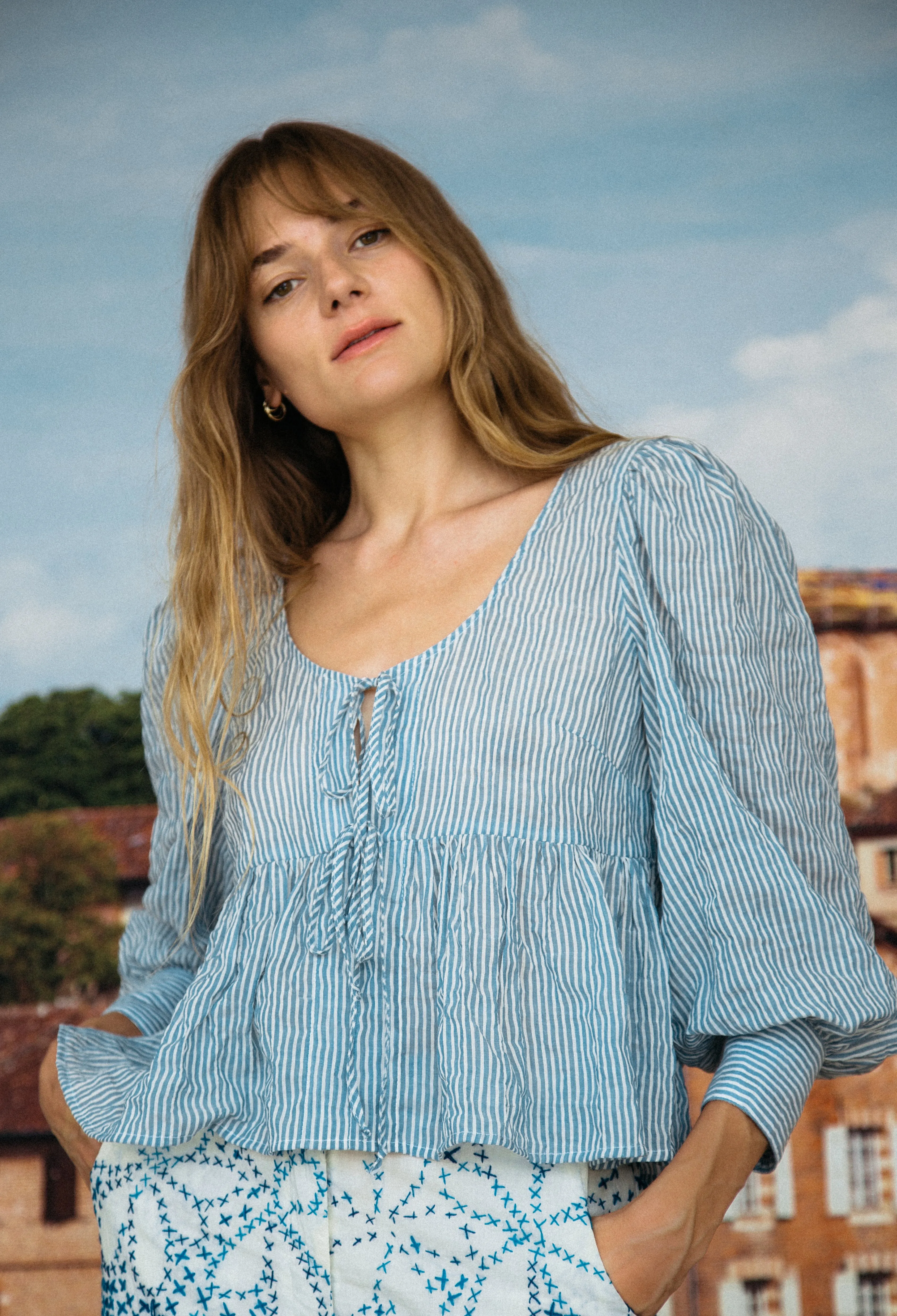 Benedetta Top French Bleu Stripe sold by Ciao Lucia