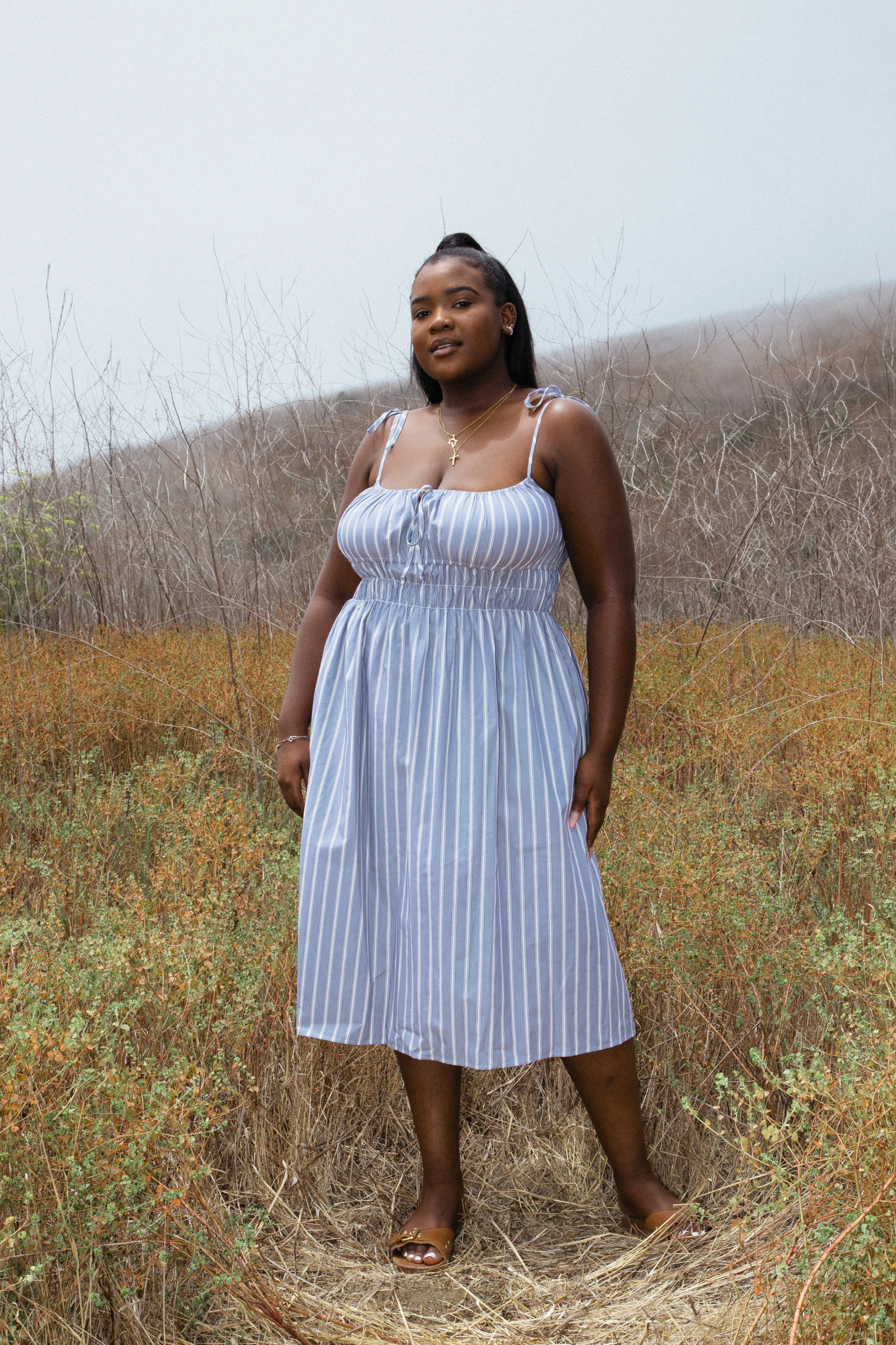 Gabriela Dress Blue Stripe Exclusive sold by Ciao Lucia