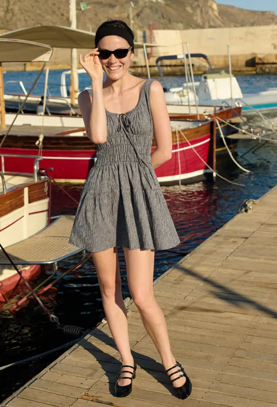 Gianluca Black Gingham Mini Dress made by Ciao Lucia