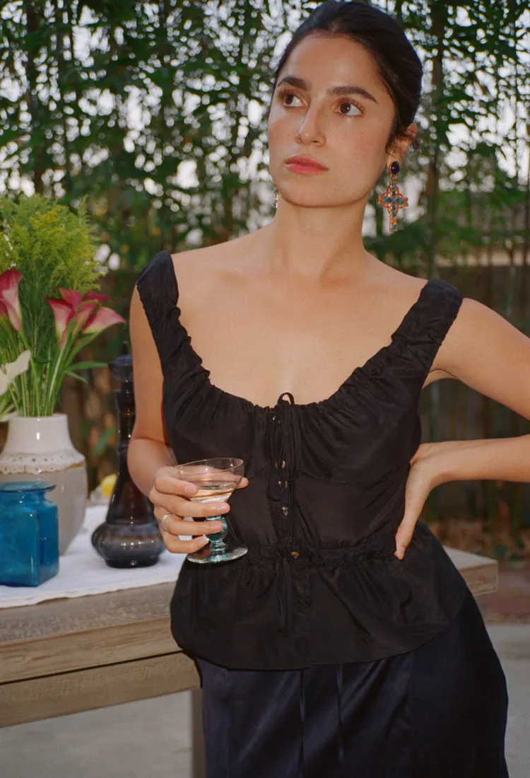 Ilaria Top Black Cotton sold by Ciao Lucia