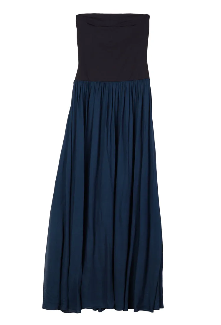 Giselle Navy Chiffon and Jersey Strapless Maxi Dress sold by Ciao Lucia product image thumbnail 2