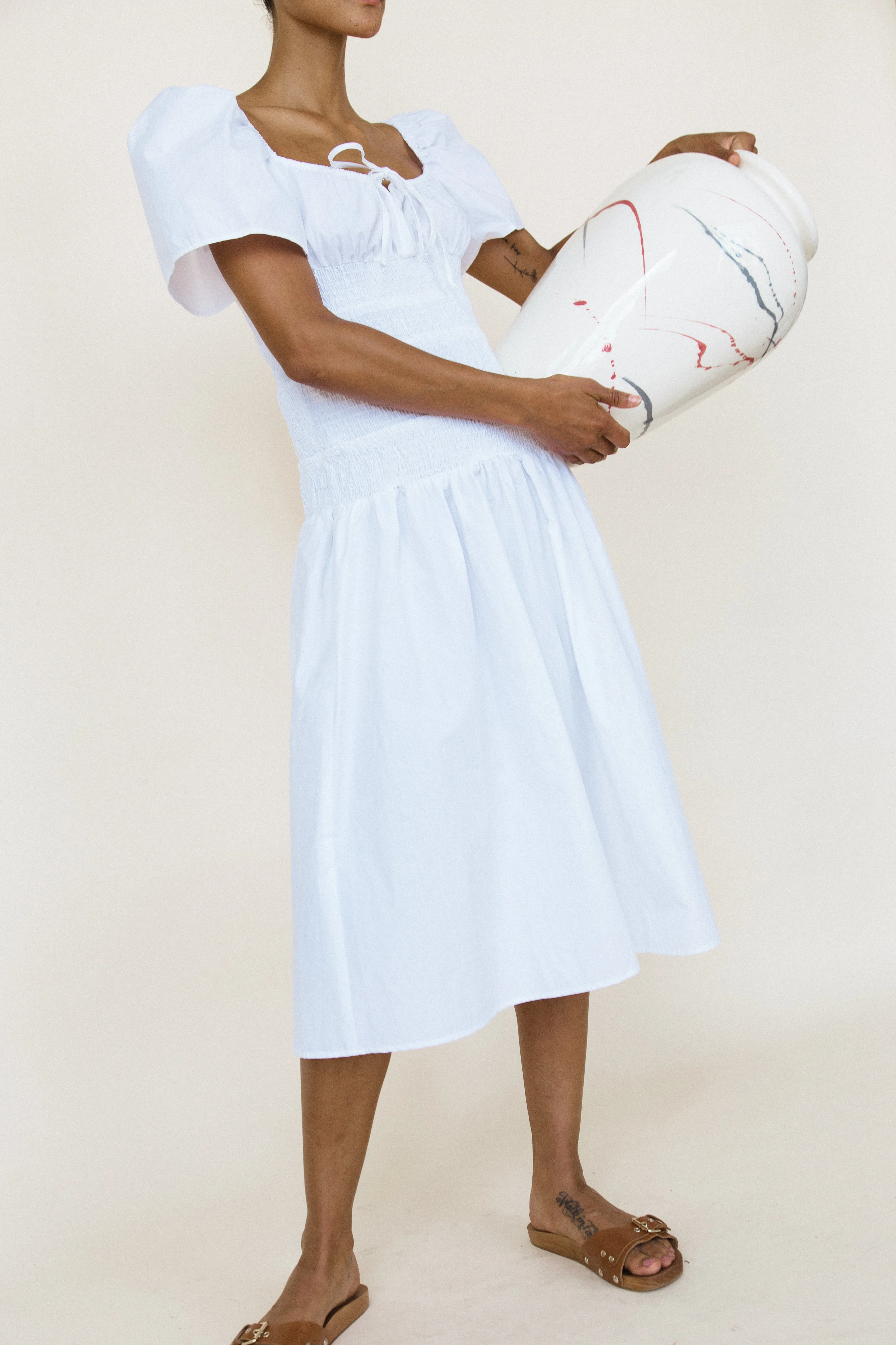 Chiara Dress White Washed Cotton sold by Ciao Lucia