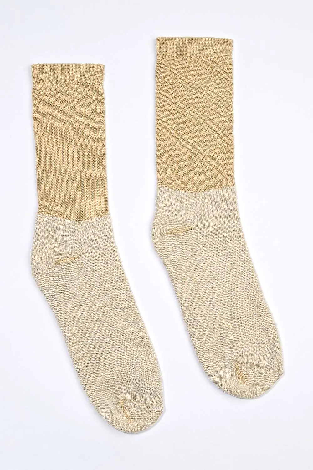 Women's Organic Cotton Socks Tan-Green Crew sold by Harvest and Mill product image thumbnail 2