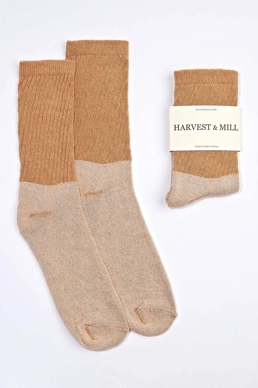 Men's Organic Cotton Socks Brown Crew sold by Harvest and Mill