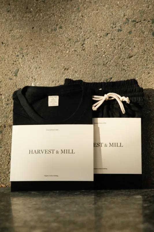 Men's Organic Black Pack: Jogger Pants + Men's Crew sold by Harvest and Mill