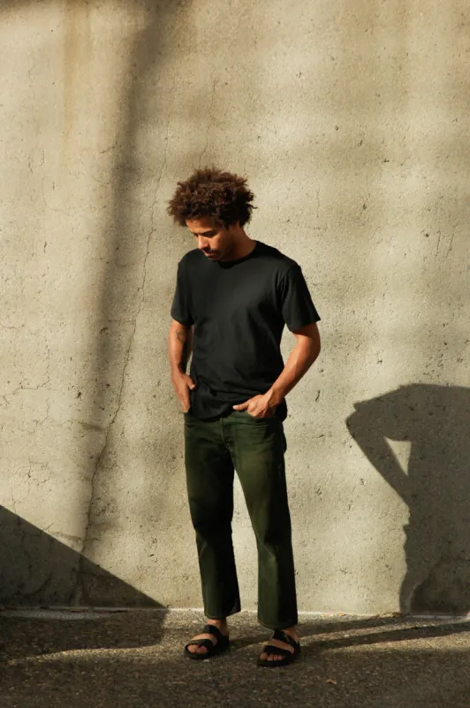Men's Organic Crew Tee in Black sold by Harvest and Mill