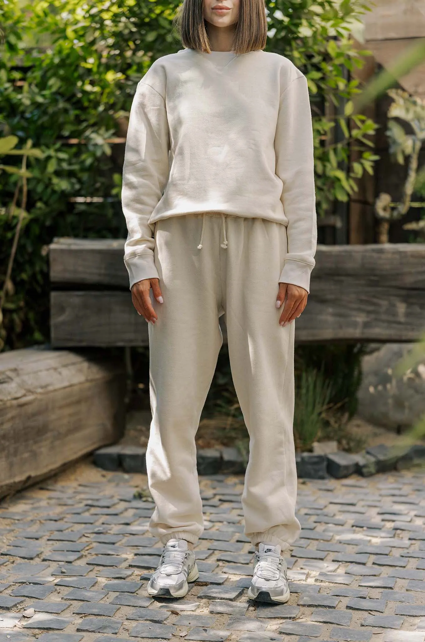 Women's Organic Heavyweight Fleece Sweatpants in Natural sold by Harvest and Mill product image thumbnail 2