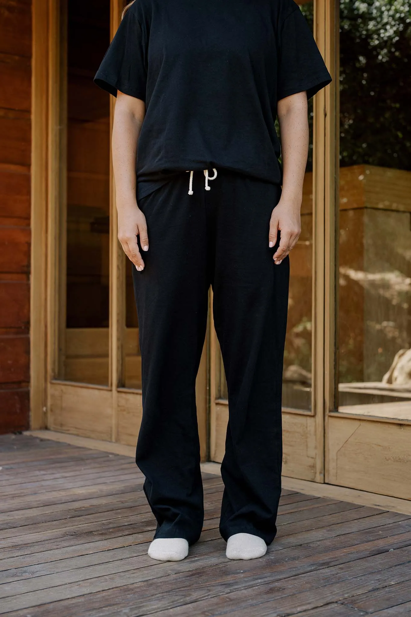 Women's Organic Straight Leg Lounge Pants in Black sold by Harvest and Mill