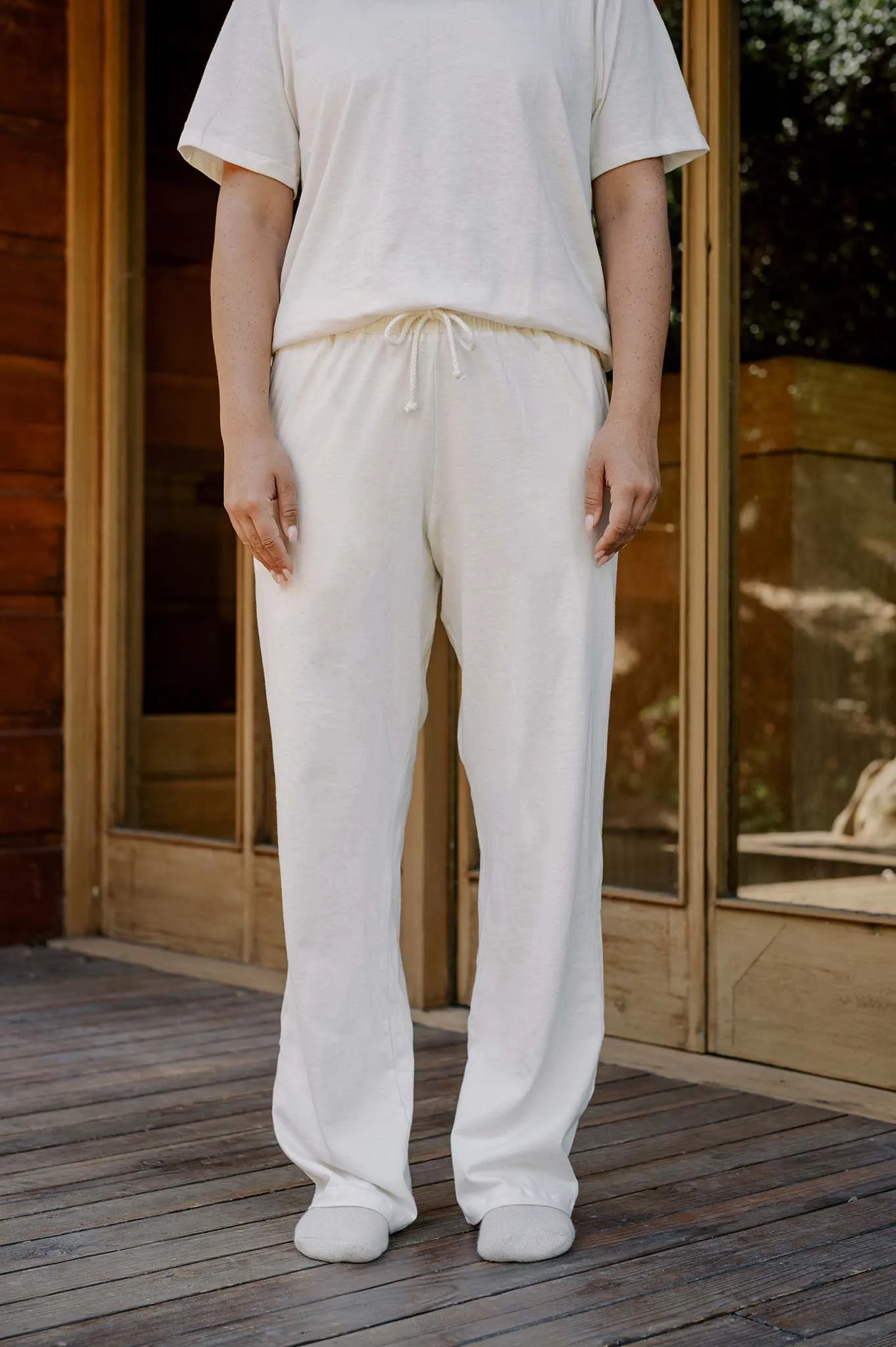 Women's Organic Straight Leg Lounge Pants in Natural sold by Harvest and Mill