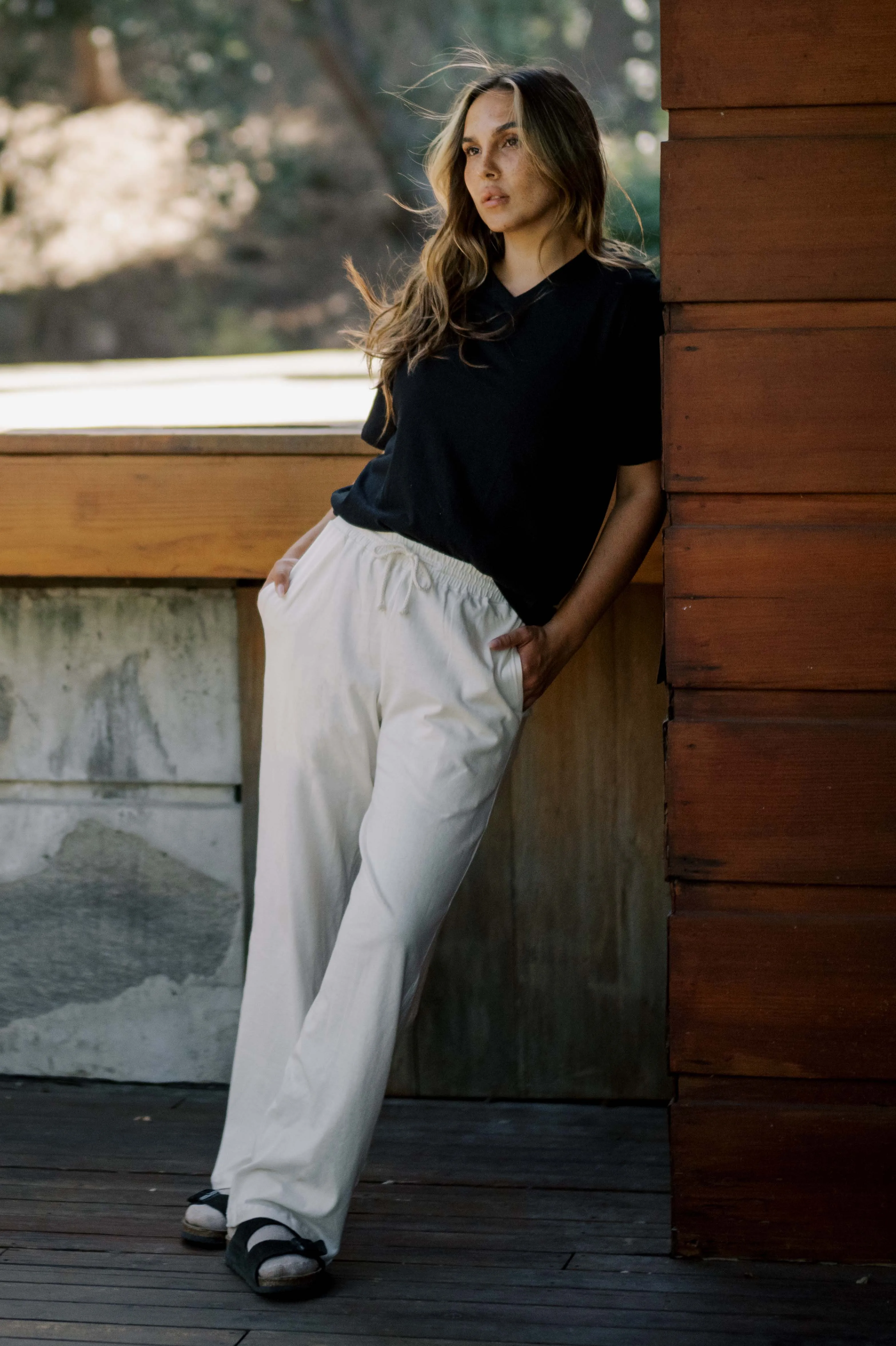 Women's Organic Straight Leg Lounge Pants in Natural sold by Harvest and Mill product image thumbnail 3