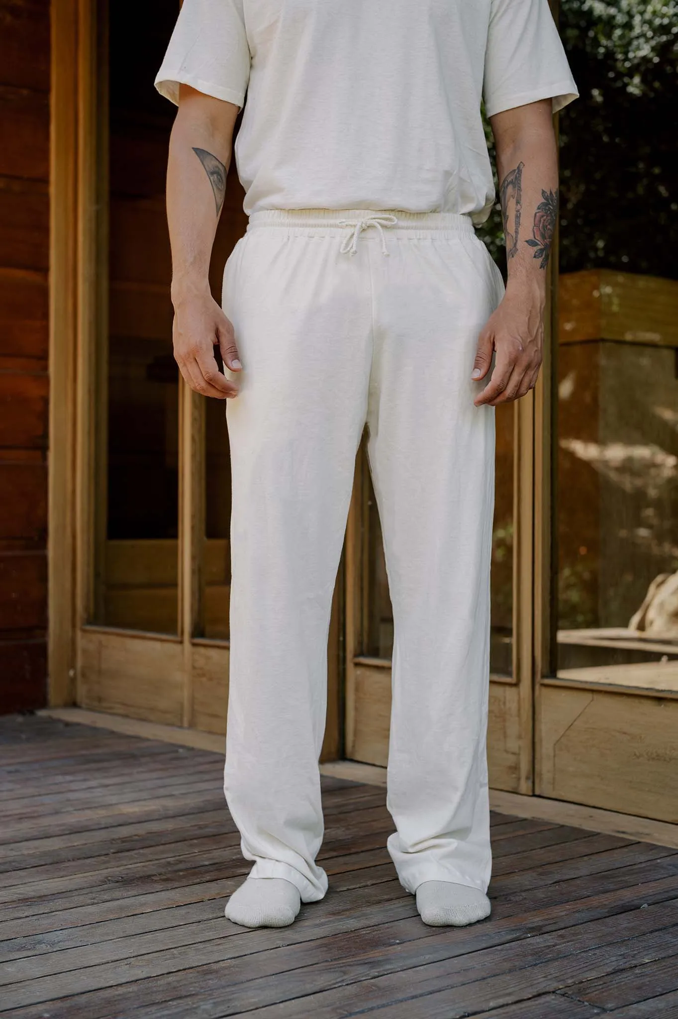 Men's Organic Straight Leg Lounge Pants in Natural sold by Harvest and Mill