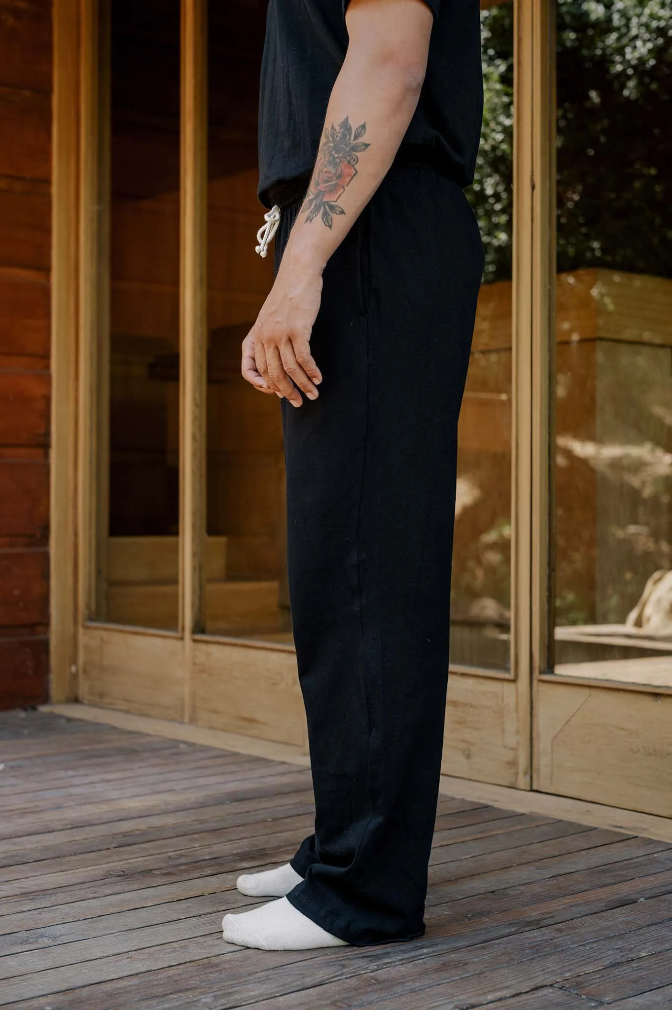 Men's Organic Straight Leg Lounge Pants in Black sold by Harvest and Mill product image thumbnail 3