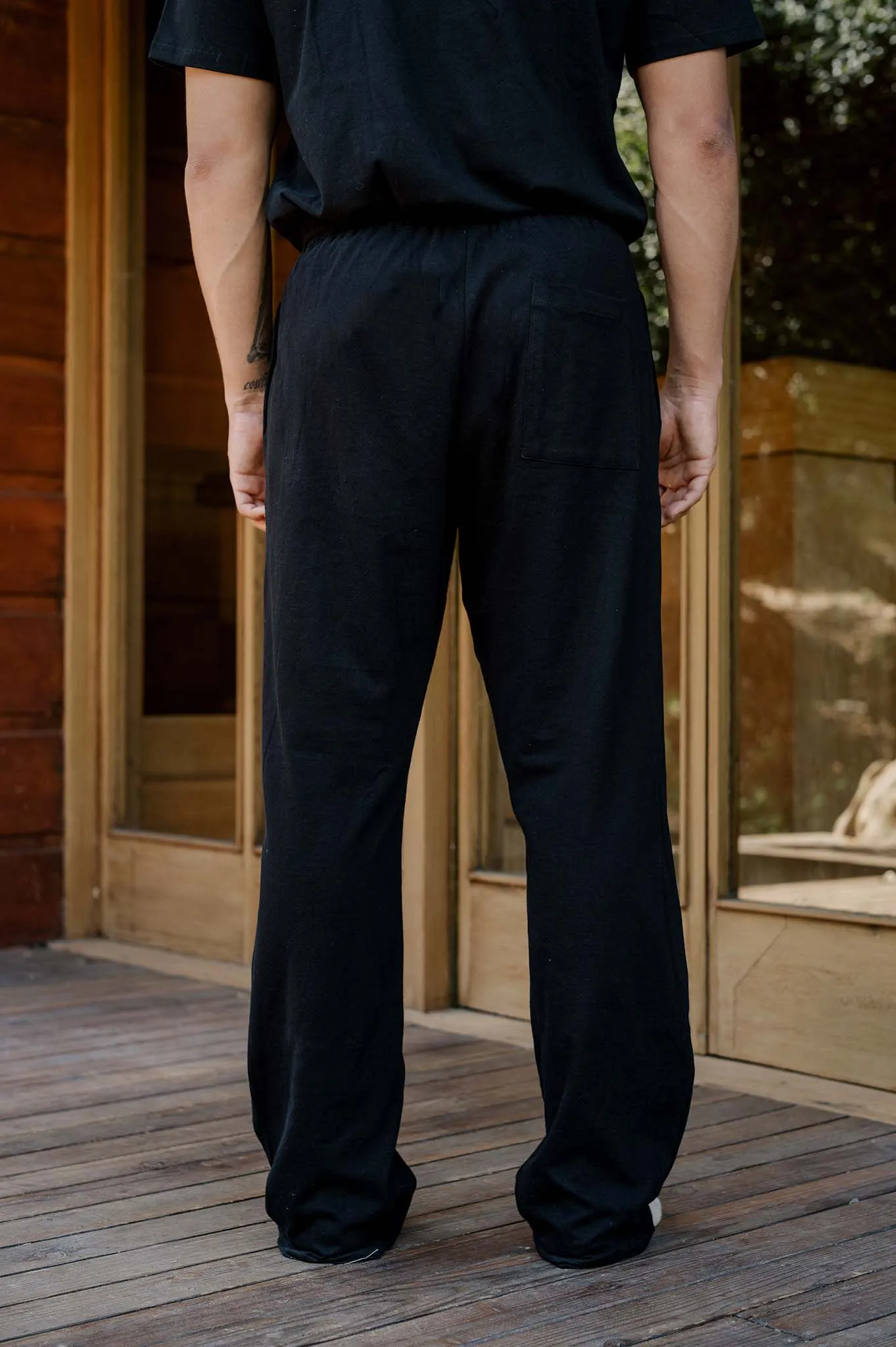 Men's Organic Straight Leg Lounge Pants in Black sold by Harvest and Mill product image thumbnail 4