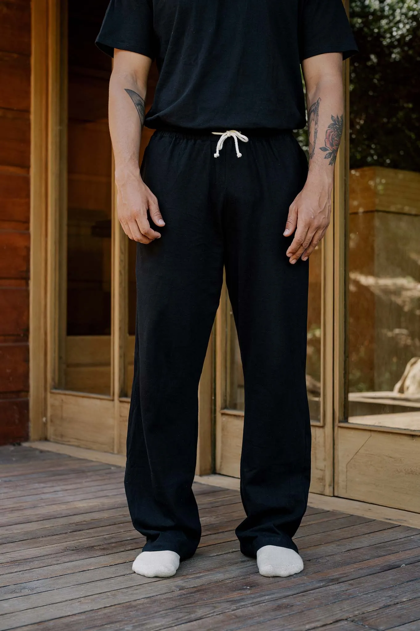 Men's Organic Straight Leg Lounge Pants in Black sold by Harvest and Mill