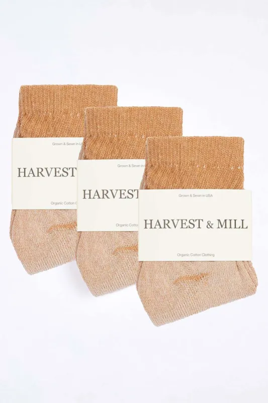 Women's 3 Pack Organic Cotton Socks Brown Ankle sold by Harvest and Mill