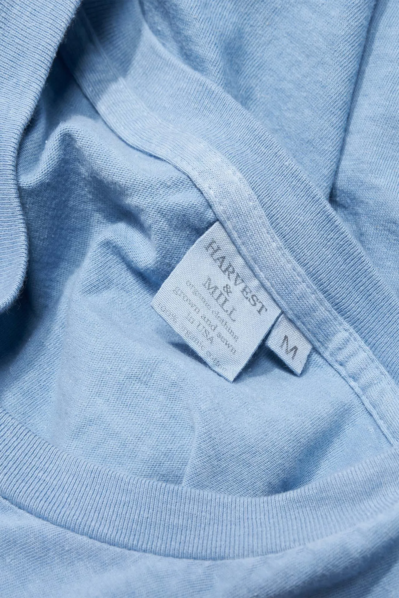 Indigo Dyed Light Blue Women's Organic Unisex Style Crew Tee sold by Harvest and Mill product image thumbnail 3