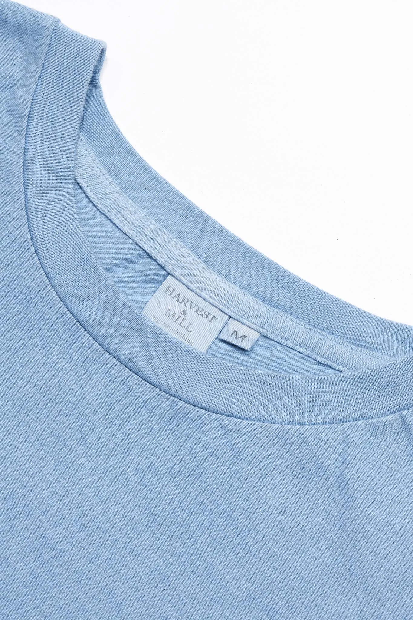 Indigo Dyed Light Blue Women's Organic Unisex Style Crew Tee sold by Harvest and Mill product image thumbnail 4