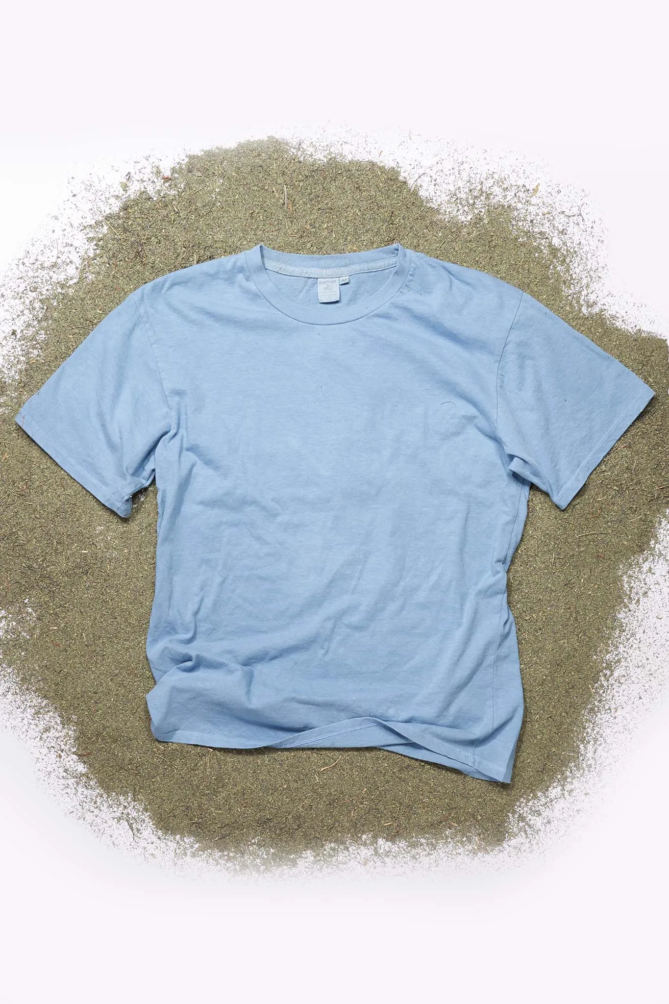 Indigo Dyed Light Blue Women's Organic Unisex Style Crew Tee sold by Harvest and Mill product image thumbnail 2